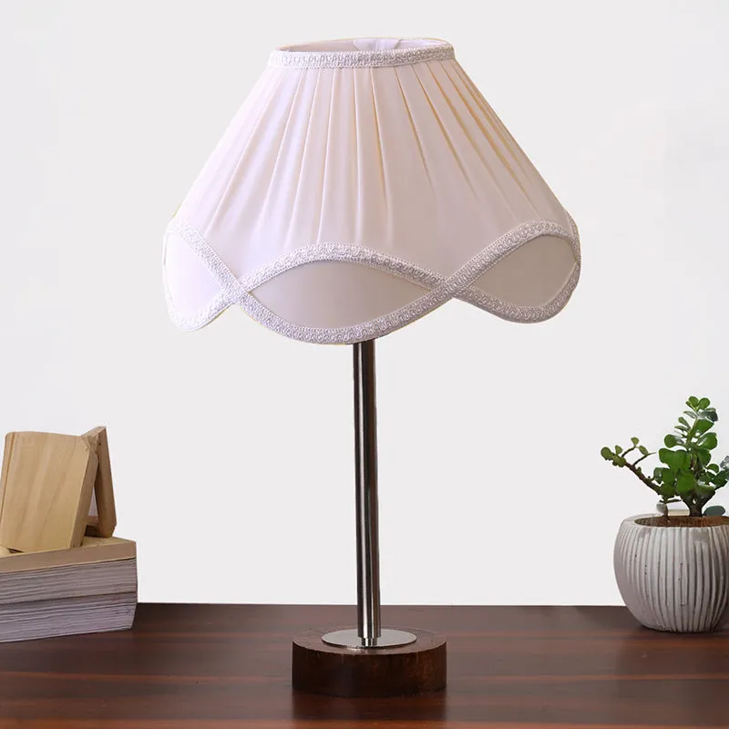 Valencia Rodin Wooden Table Lamp - OffWhite,Silver,Brown media 3