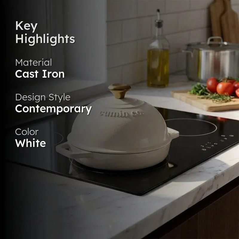 Cumin Co Enamel Cast Iron Bread Oven (White) - 1000 mL media 2