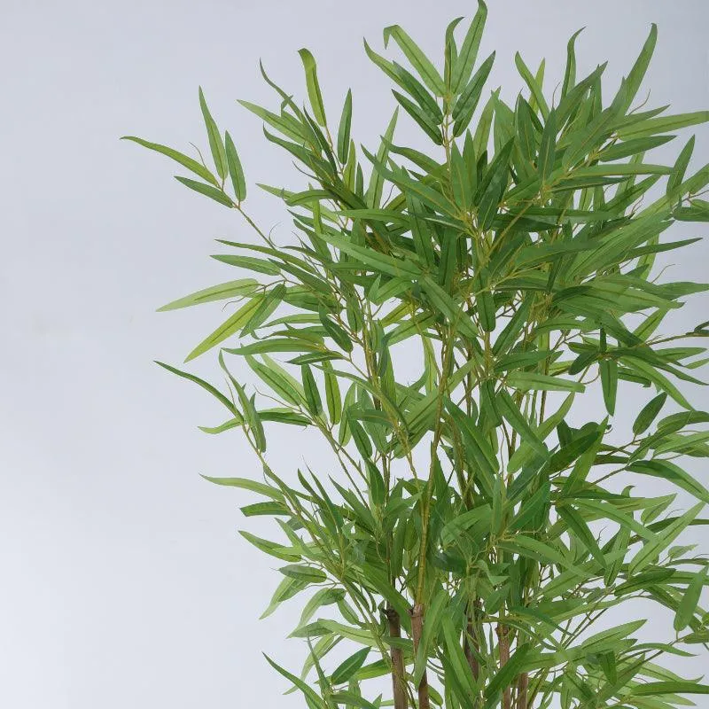 Faux Evergreen Bamboo Plant With Black Plastic Pot (4.92 ft) - Light Green media 4