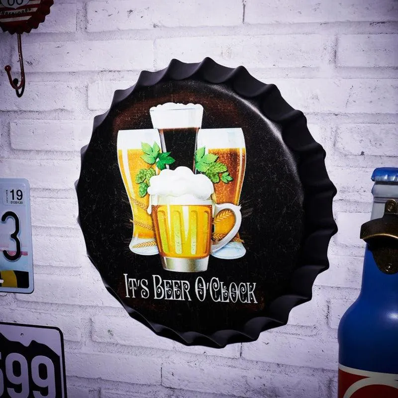 Its Beer O Clock Bottle Cap Metal Wall Accent media 1