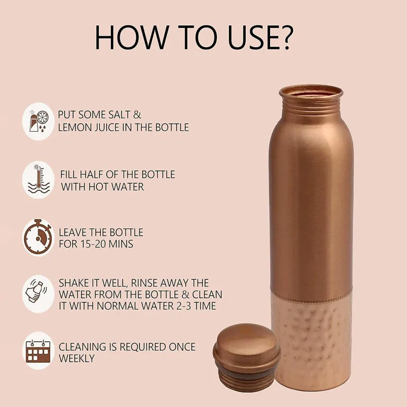 Jiva Hammered Copper Water Bottle - 1000 mL media 6