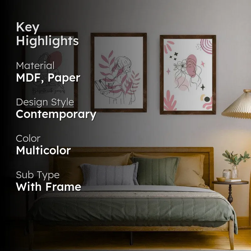 Pink Persona Paper Wall Painting With Frame - Brown media 2