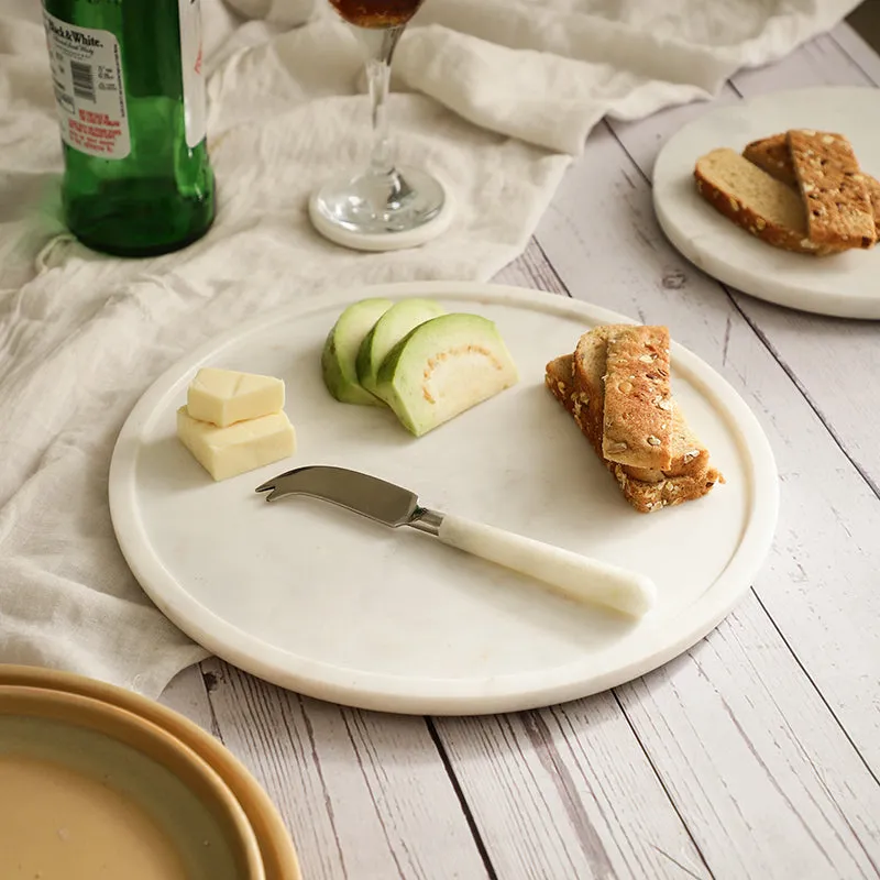 Argent Marble Platter With Knife - Two Piece Set media 1