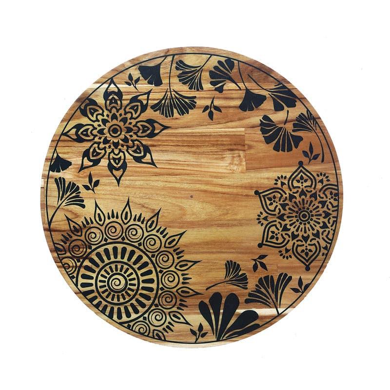 Taavi Mandala Teak Wood Rotating Platter media 3