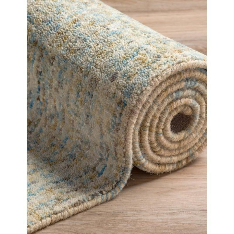 Handloom Hand Tufted Harmony Wool Rug - Light Blue & Beige media 4