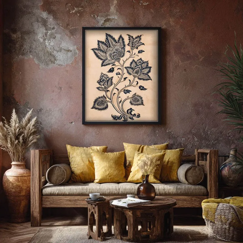 Pallavi Floral Line Art Canvas Wall Painting With Black Frame media 7