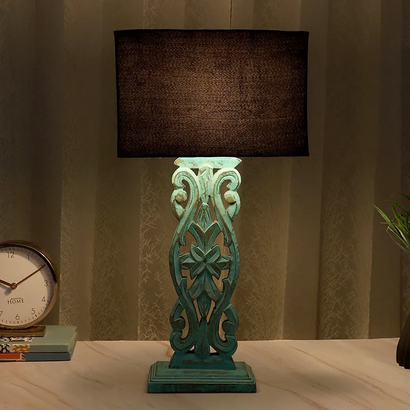 Urbane Sigil Mango Wood Table Lamp - Black,Blue media 1