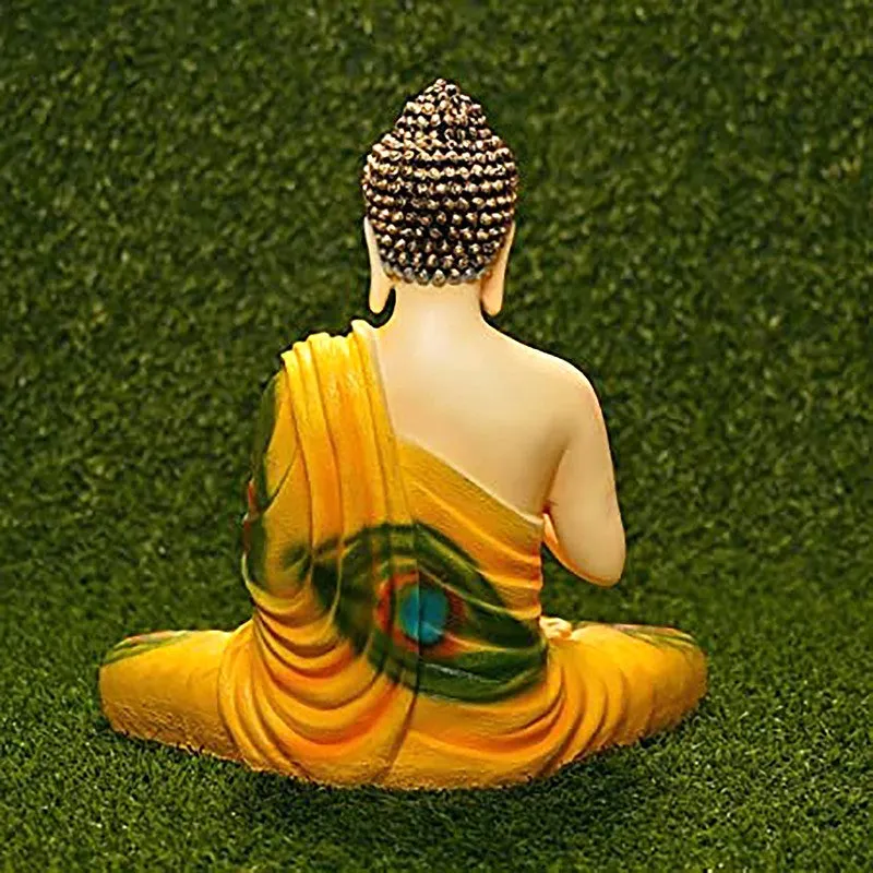 Moksha Aura Buddha Marble Idol - Yellow media 5