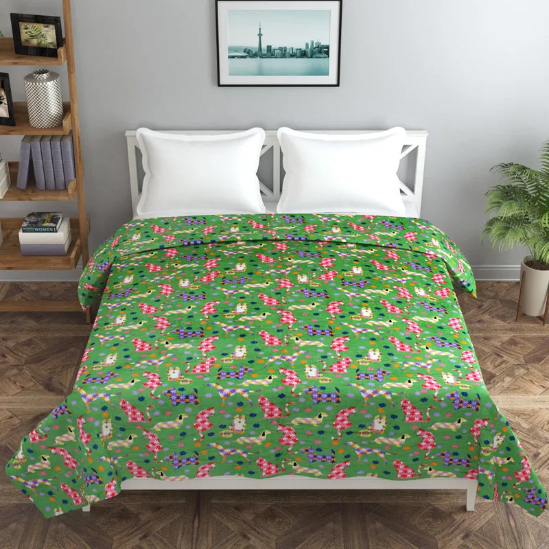 Warm Paws Flannel Duvet Cover (Green) - 190 GSM media 5