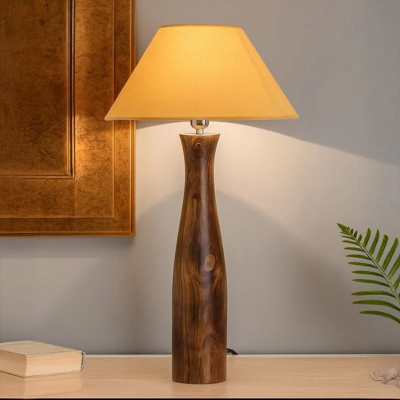 Harmony Glimpse Fabric Table Lamp With Conical Shade - Beige,Brown media 1