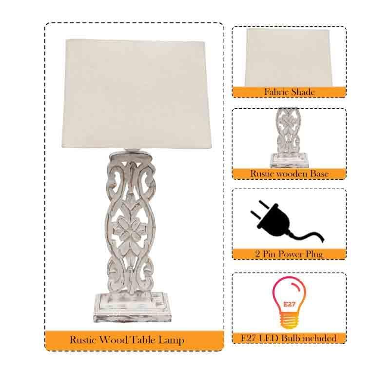 Meraki Carved Fabric Table Lamp - White media 6