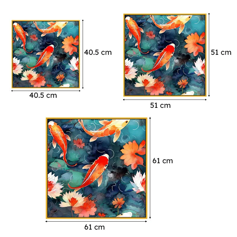 Koi Pond Canvas Wall Art With Frame media 6