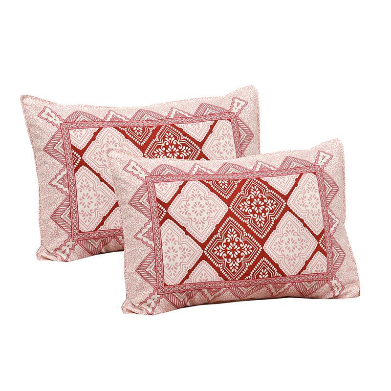 Shadh Geomatric Cotton Bedsheet (Pink) - 180 TC media 4
