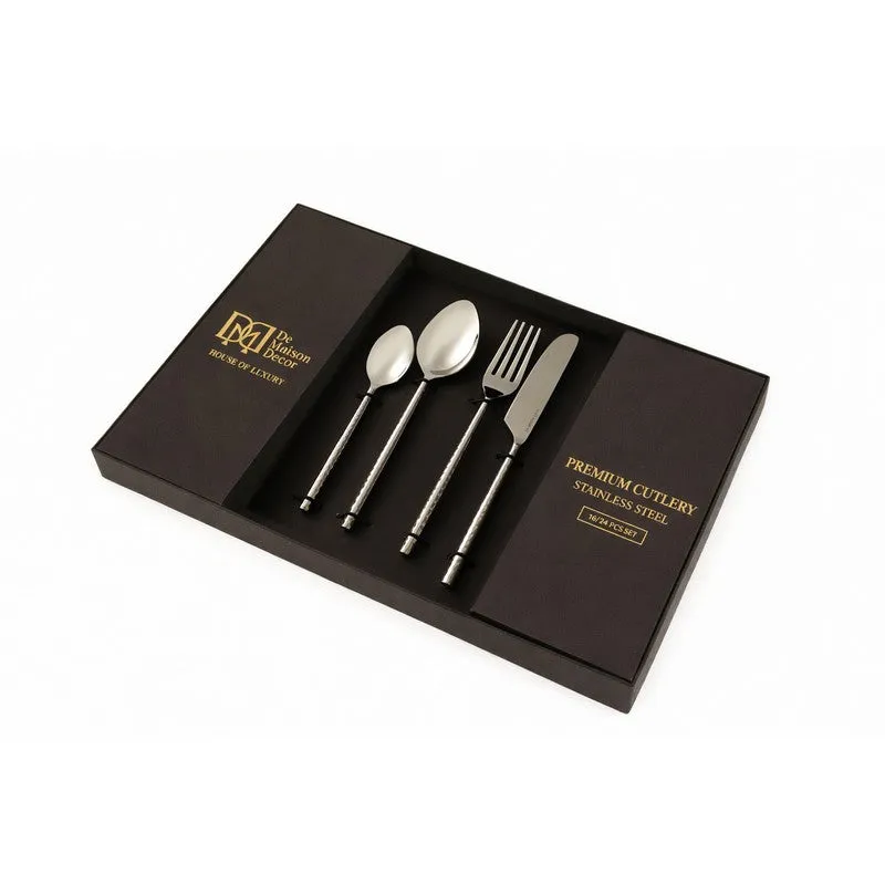Lunaro Stainless Steel Cutlery Set (Silver) - Twenty Four Piece Set media 4