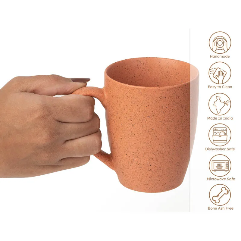 Sip & Style Ceramic Coffee Mug (Persian Orange/300 mL Each) - Set Of Four media 6