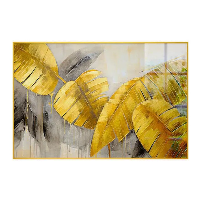 Leaf of Luxury Floral Canvas Wall Art With Frame - Gold media 3