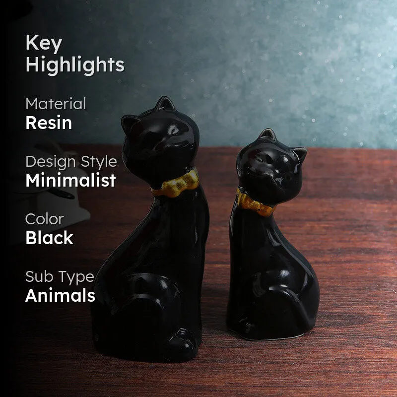 Kitty Duo Resin Showpiece (White & Orange) - Set Of Two media 2