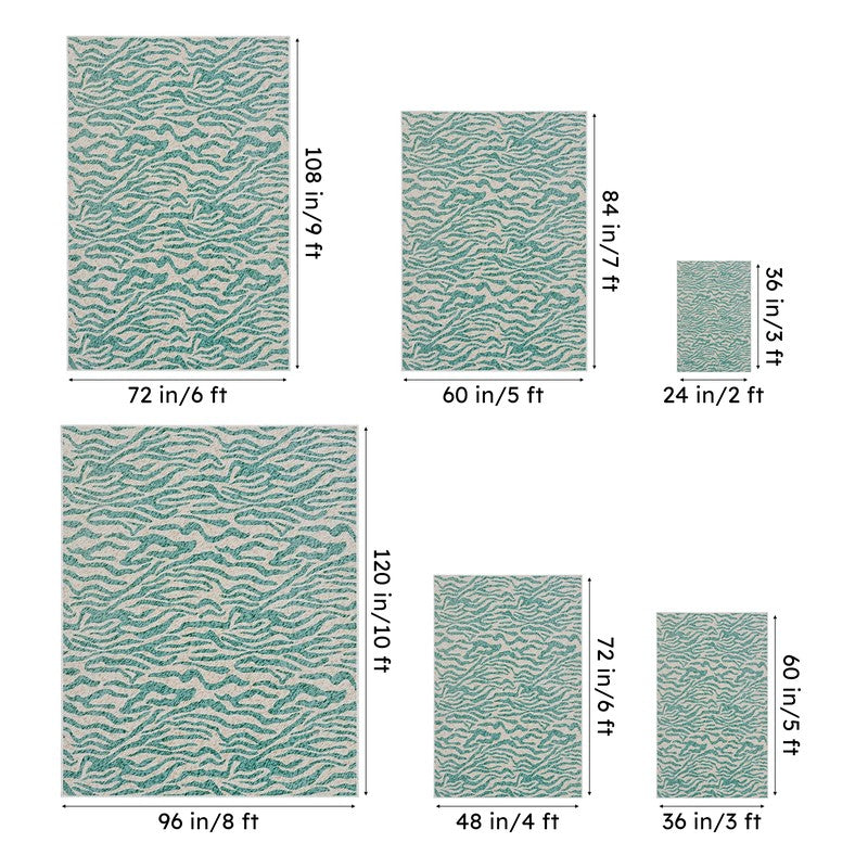Luza Tiger Print Polyester Carpet - Light Blue media 13