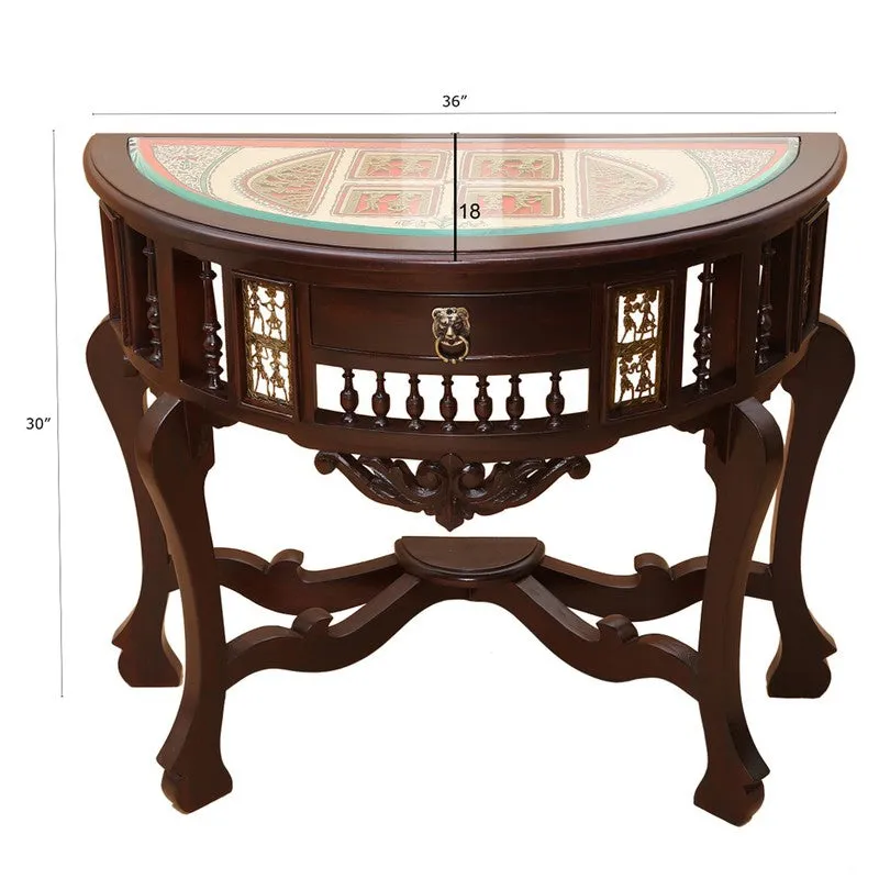 Awadh Teak Wood Console Table - Small media 6