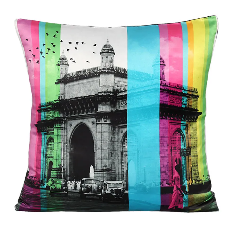India Circus Desi Pop Printed Satin Cushion Cover - Set Of Five media 6