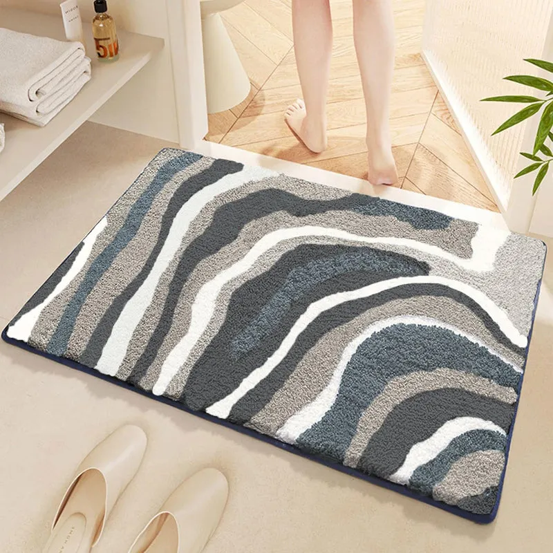 Wavy Whirls Microfiber Bath Mat - Grey media 1