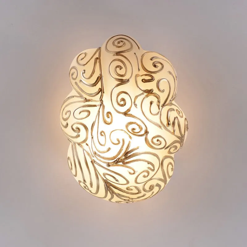 Ganesha Divine Glass Wall Lamp - White & Gold media 5