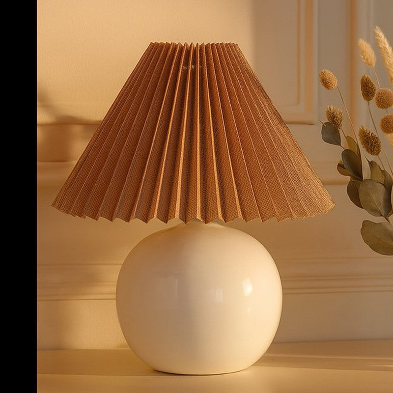 Ibex Pleated Fabric Table Lamp - Peach,White media 3