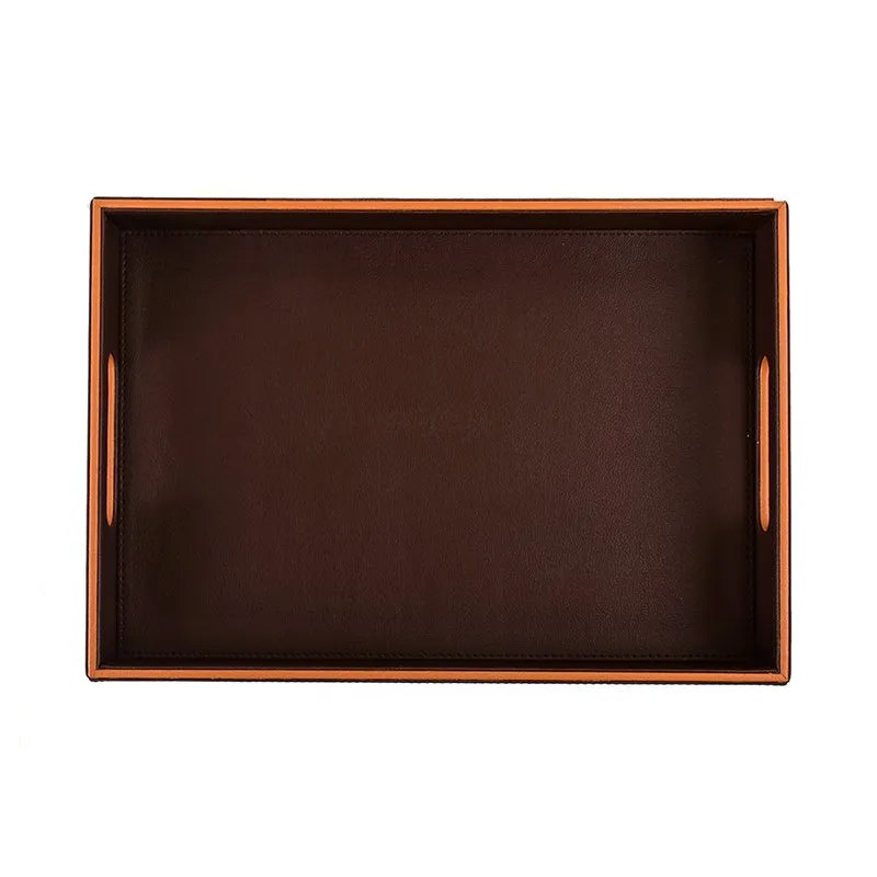 Tisca Faux Leather Serving Tray (Brown) - Set Of Two media 7