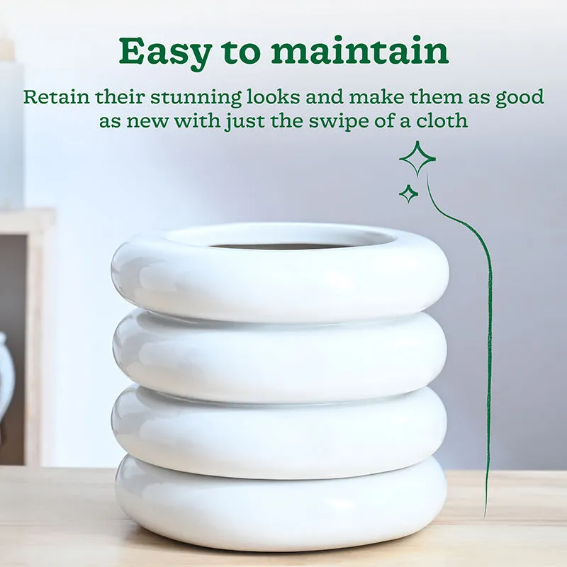Ugaoo Ceramicurve Four Layer Ceramic Planter - White media 4