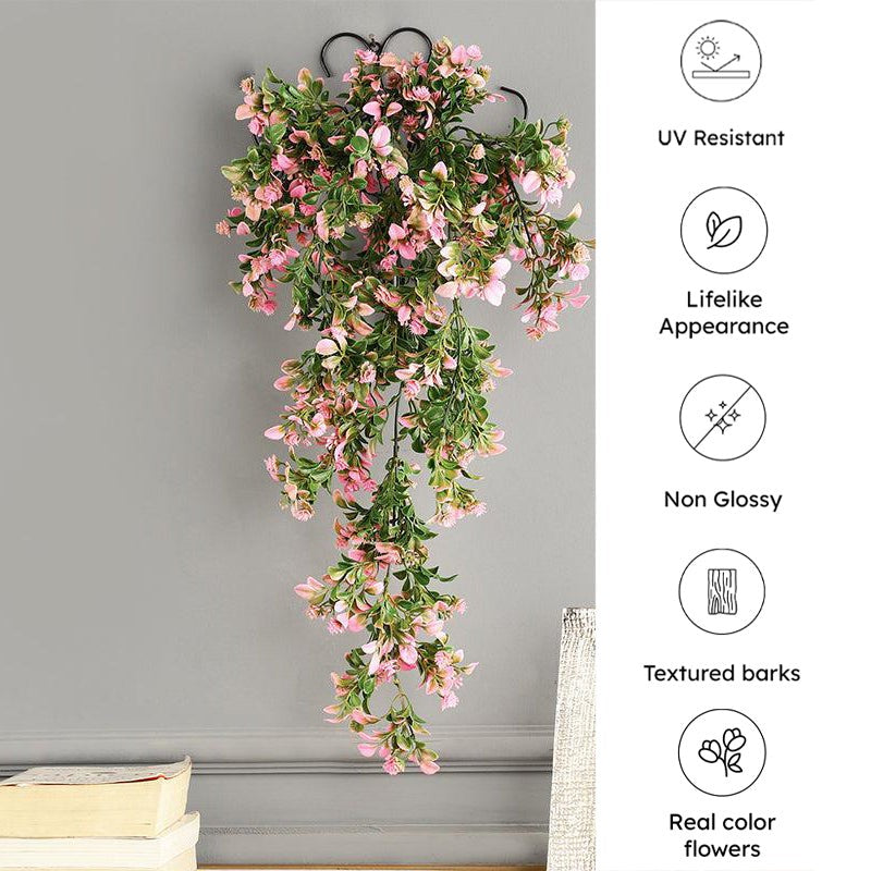 Faux Pink Flower Vine With Metal Wall Stand media 5