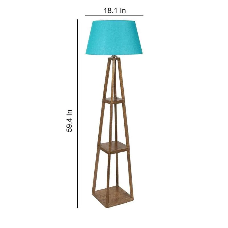 Blace Netima Wooden Floor Lamp With Shelf - Blue media 6