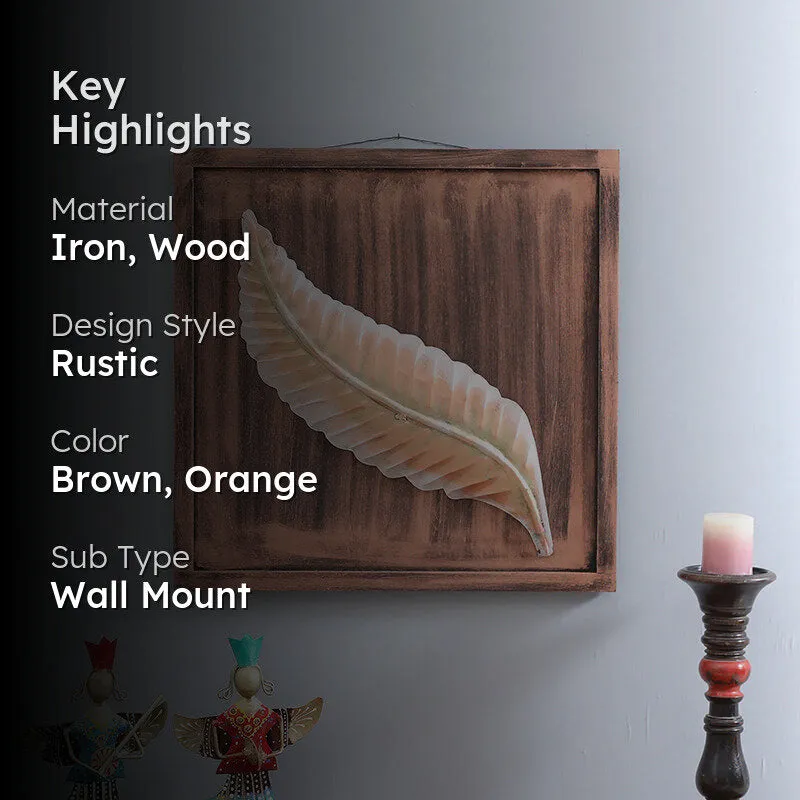 Leaf Solitude Iron Wall Accent With Wooden Frame media 2