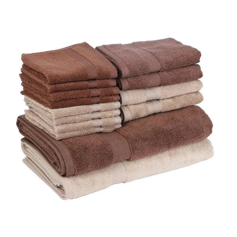 Astra Solids Towel Set (Brown,Grey) Fourteen Piece Set media 3