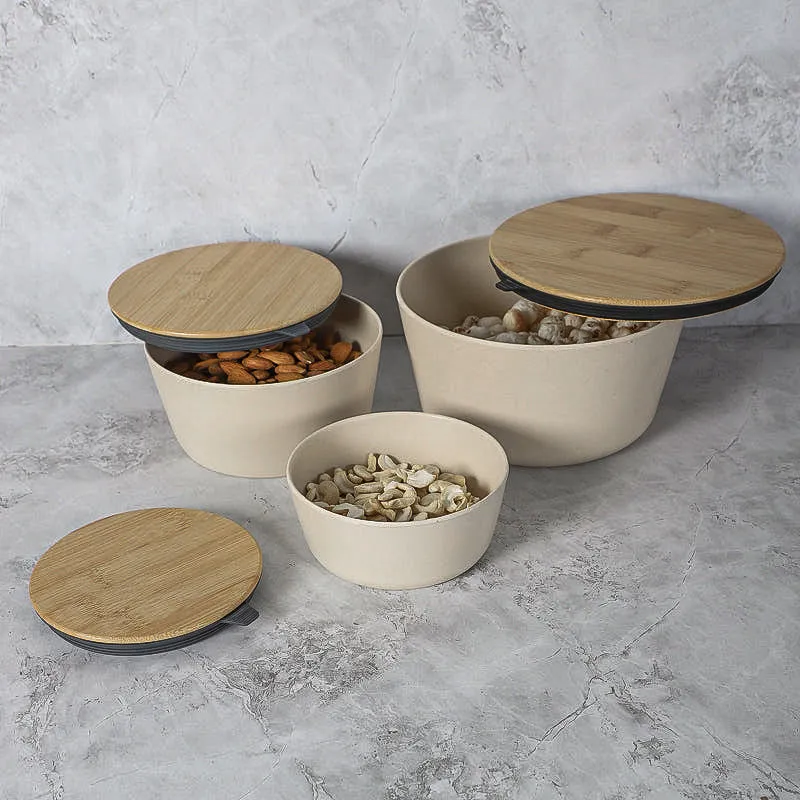 Raine Serving Bowl With Lid (Beige) - Set Of Three media 1