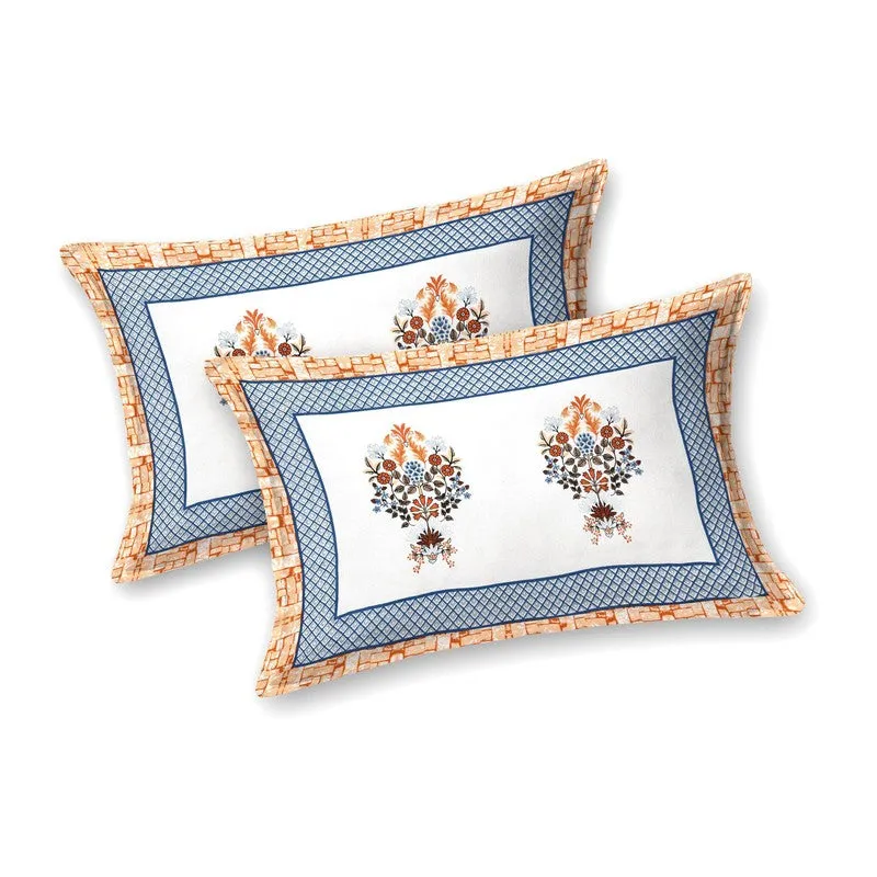 Royaly Cotton Bedsheet (Orange,White) - 240 TC media 4