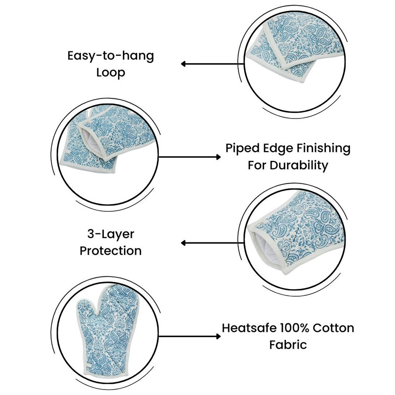 Swayam Tapsi Kitchen Gloves (Blue) - Set Of Two media 8