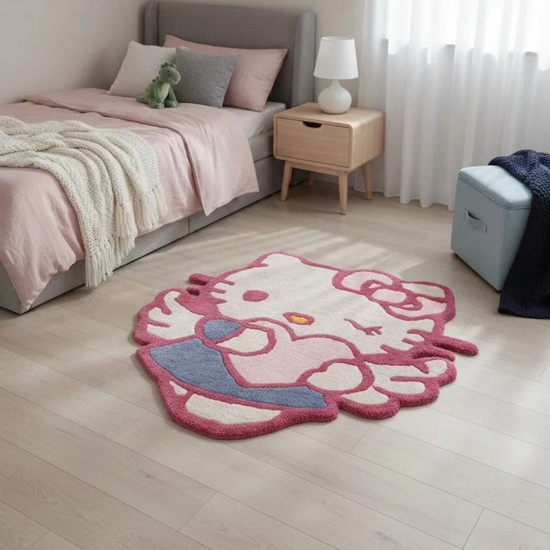 Hello Kitty Wool Carpet - White,Pink media 3