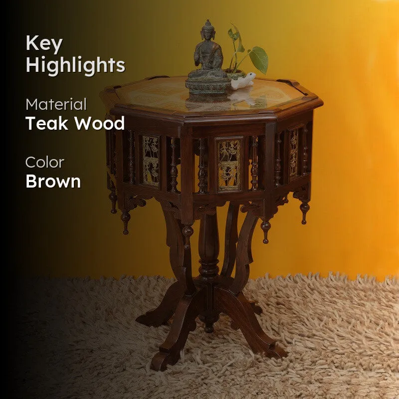 Kara Pillar Teak Wood Side Table media 2