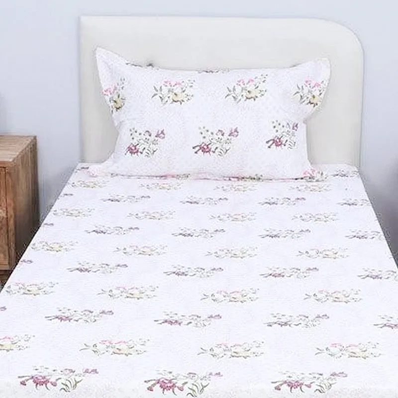 Floral Rush Printed Cotton Bedsheet (Pink) - 200 TC media 4