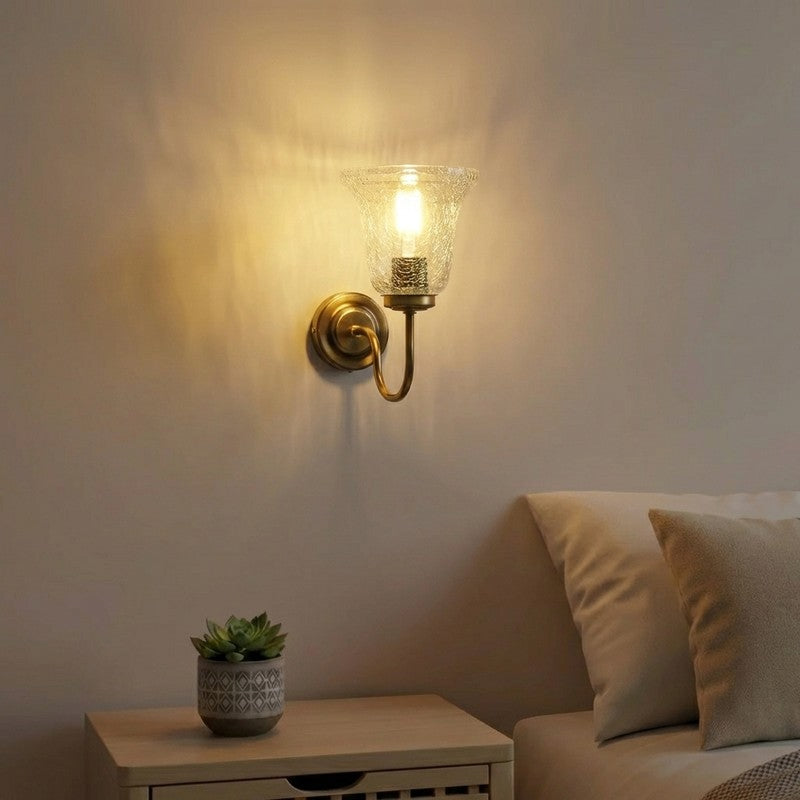 Warm Glow Golden Base Glass Wall Lamp