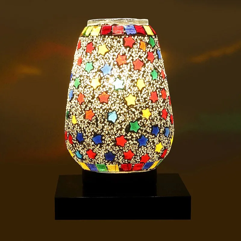 Miraico Mosaic Glass Table Lamp With Wooden Base - Multicolor media 7