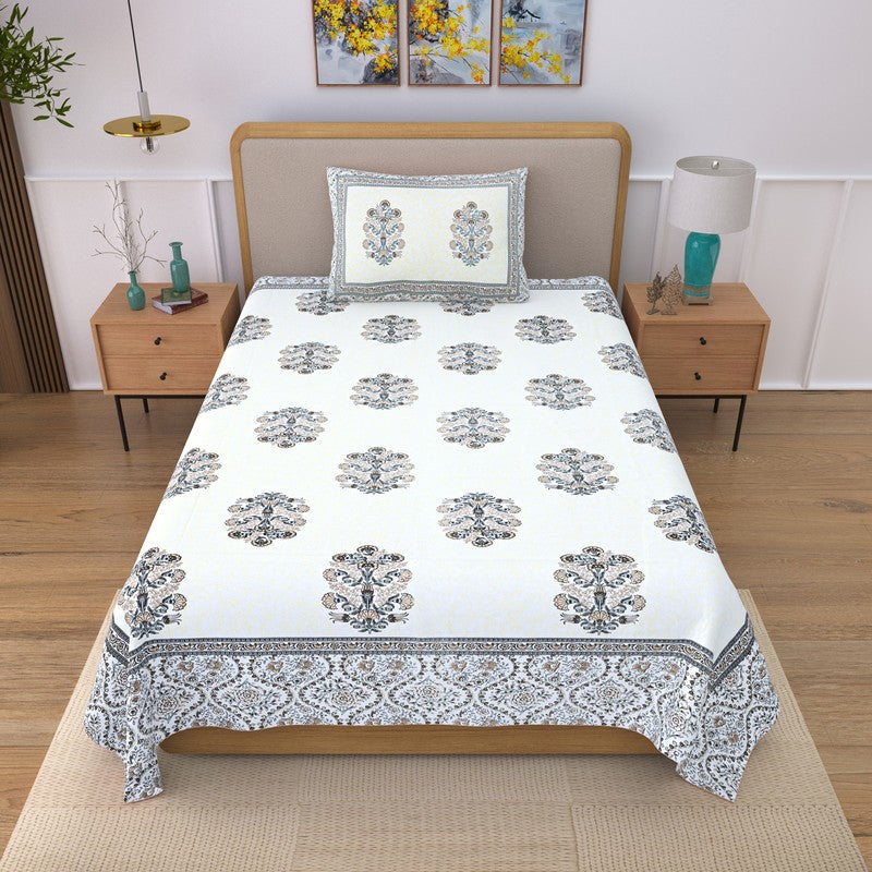 Softella Ethnic Cotton Bedsheet (Brown) - 240 TC