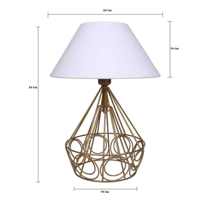 Farmhouse Fabric Table Lamp - White,Gold media 6