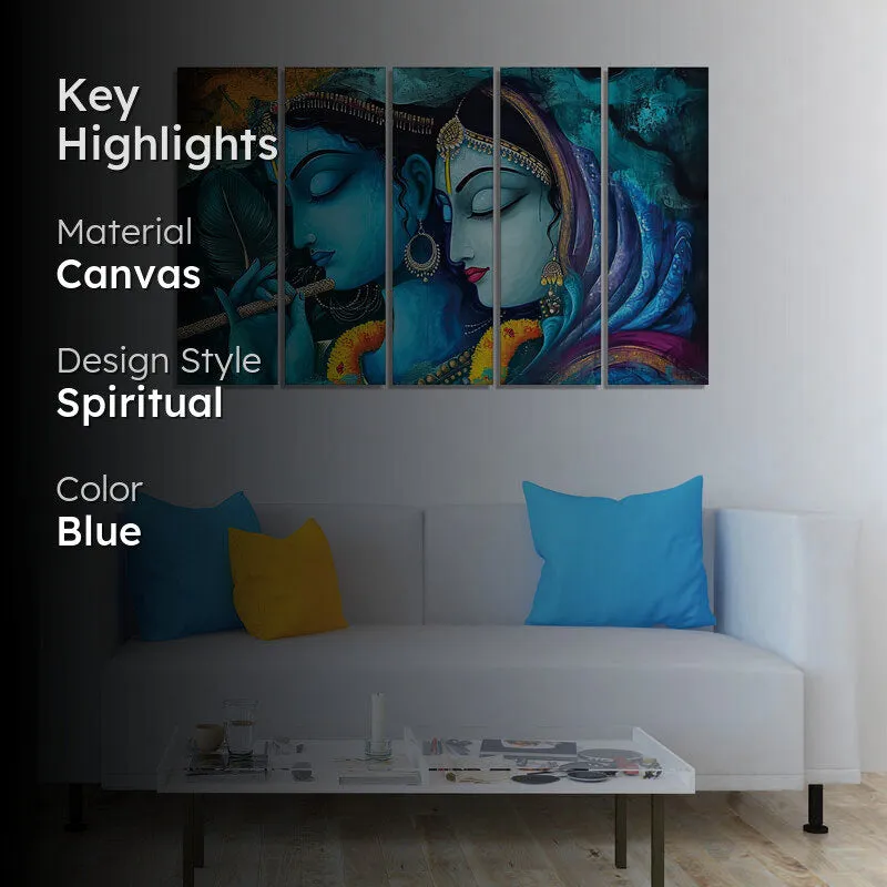 Neel Radha Madhav Wall Painting - Set Of Five media 2