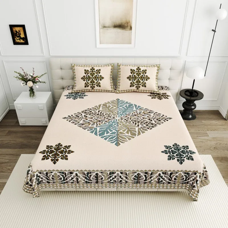 Phoolkari Dream Cotton Bedsheet (Blue) - 160 TC media 1