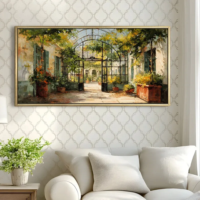 Sunlit Europe Greenhouse Courtyard Wall Art media 3