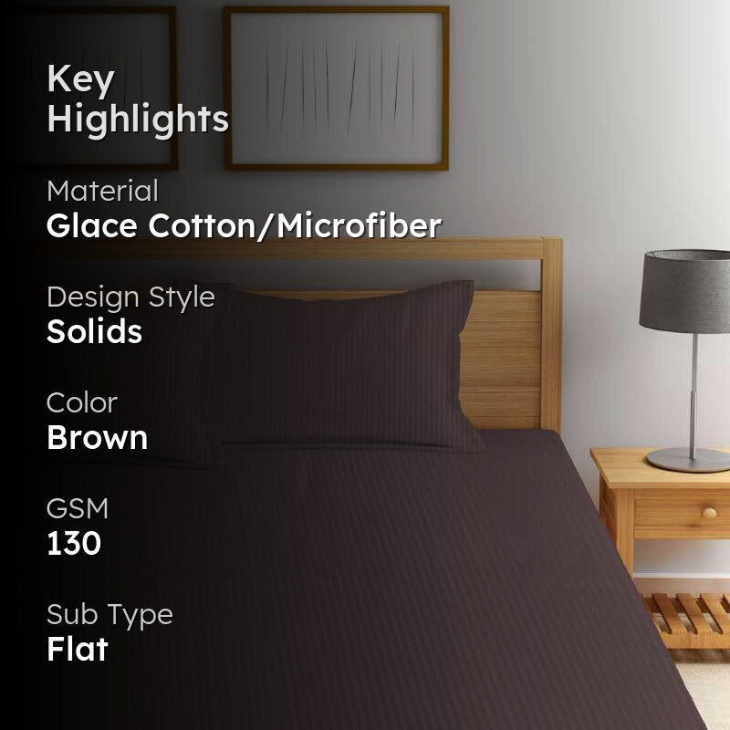 Cora Stripe Microfiber Bedsheet (Brown) - 130 GSM media 2