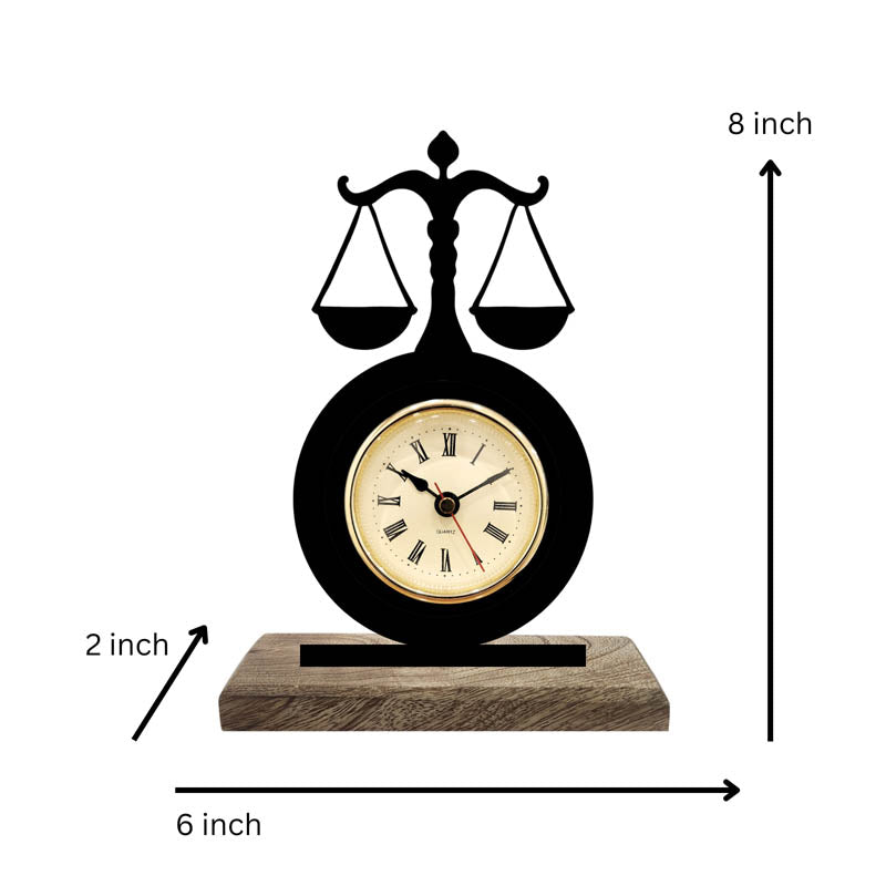 Scales Of Eternity Iron & Mango Wood Table Clock media 5