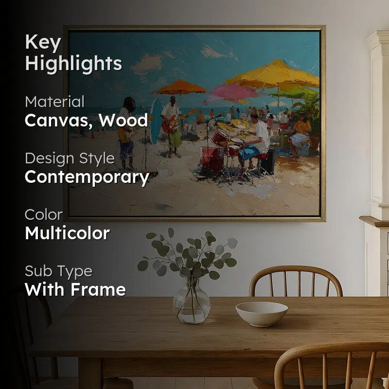 Beach Rhythm Canvas Wall Painting With Frame media 2