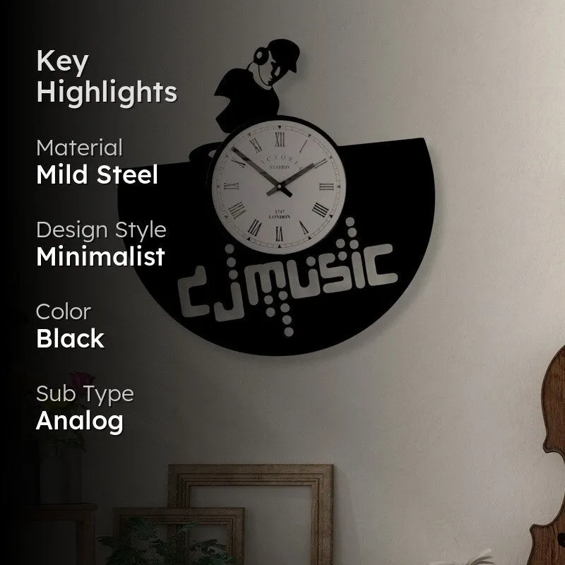 DJ Music Steel Analog Wall Clock media 2